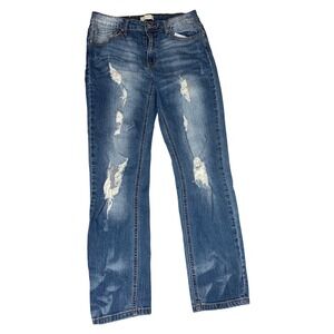 Altar'd State Women's Jeans Blue Distressed‎ Ripped Straight Leg Size 26
